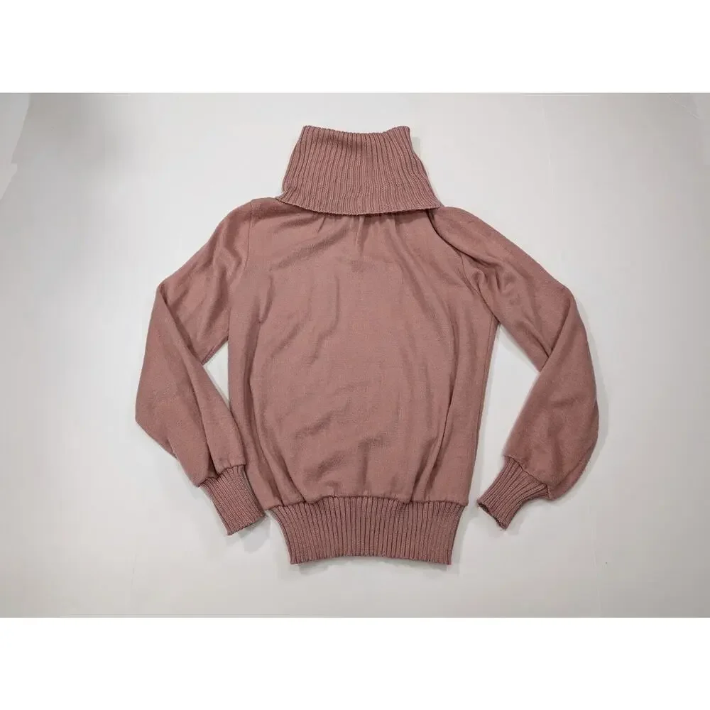 Vintage 80s Gap Sweater Mauve Pink Cowl Neck Turtleneck Women's Size S